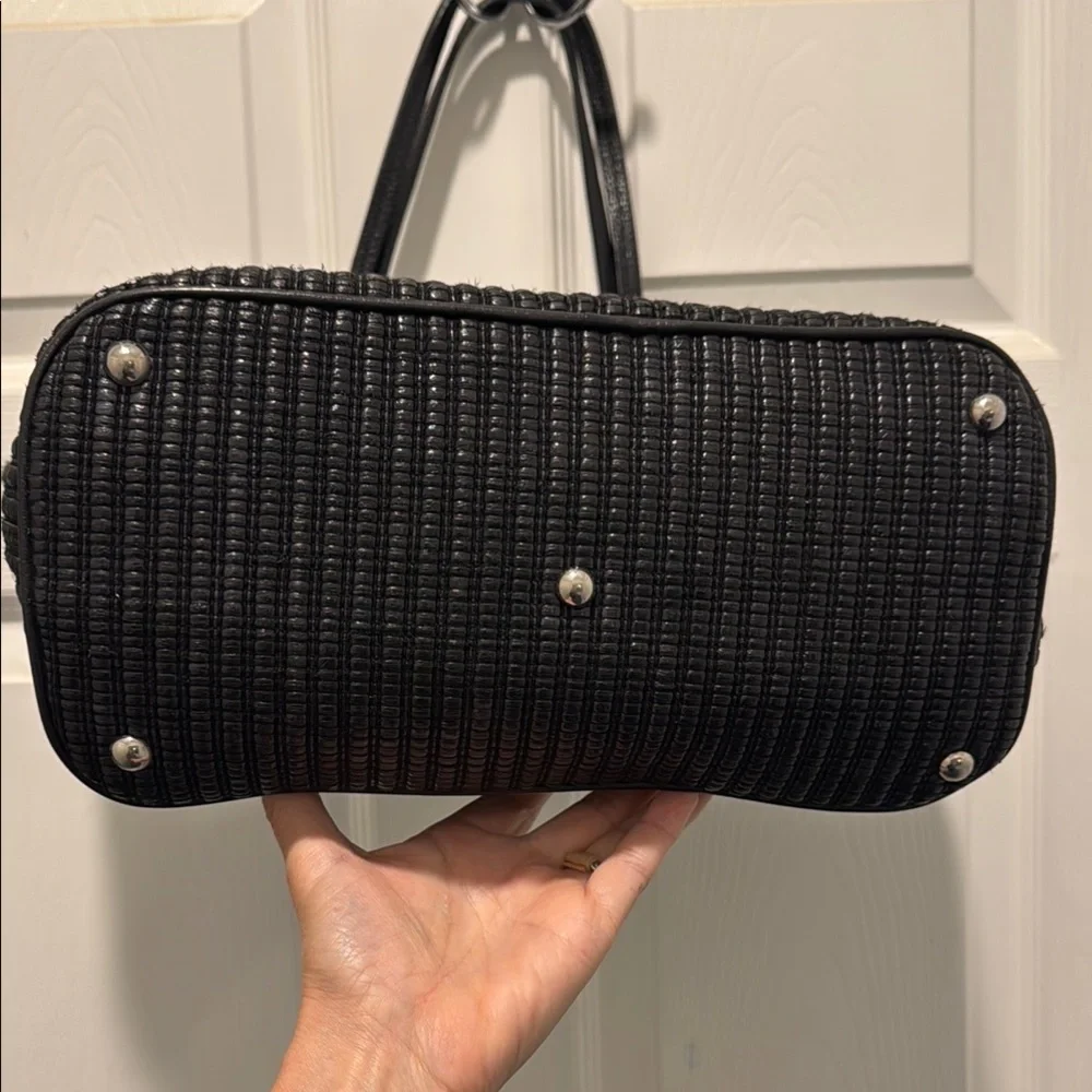 Furla Black and Silver Textured Tote‎ Bag